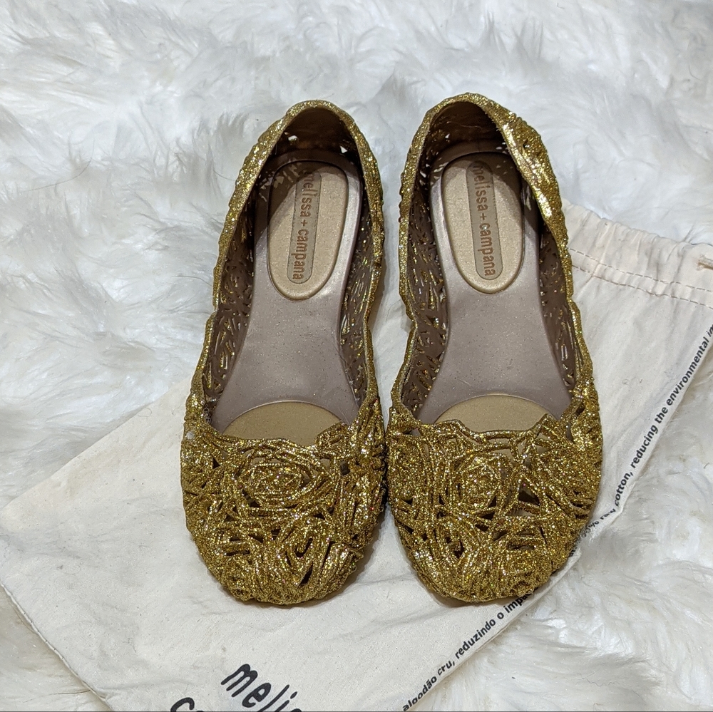Melissa x Campana Gold Flats